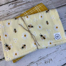 Load image into Gallery viewer, Baby Shower Gift Set / Baby Girl Burp Cloth Set / Bumble Bee Baby Burp Cloth / Boho Baby
