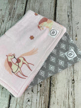 Load image into Gallery viewer, Baby Shower Gift Set / Baby Girl Burp Cloth Set / Horse Baby Burp Cloth / Pink Gray Burp Cloth / Equestrian baby
