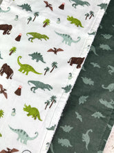 Load image into Gallery viewer, Baby Shower Gift Set / Baby Boy Burp Cloth Set / Dinosaur Burp Cloth / Green Burp Cloth
