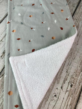Load image into Gallery viewer, Baby Boy Bib Burp Cloth Set / Woodland Animal Sage Mushroom Bib / Woodland Animals Burp Cloth / Woodland Animals Nursery / Baby Shower Gift
