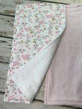 Load image into Gallery viewer, Baby Shower Gift Set / Baby Girl Burp Cloth Set / Pink Birds Burp Cloth / Pink Floral Baby Set / Blush Meadow Collection
