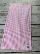 Load image into Gallery viewer, Baby Shower Gift Set / Baby Girl Burp Cloth Set / Pink Ladybug Gingham Burp Cloth Set
