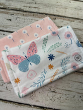 Load image into Gallery viewer, Baby Shower Gift Set / Baby Girl Burp Cloth Set / Butterfly Floral Burp Cloth / Floral Whimsy Collection
