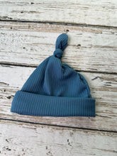Load image into Gallery viewer, Baby Boy Swaddle Blanket Hat Set / Blue Swaddle Blanket Hat / Stretchy Knit Baby Blanket Hat / Baby Shower Gift / Newborn Photo Set
