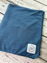 Load image into Gallery viewer, Baby Boy Swaddle Blanket Hat Set / Blue Swaddle Blanket Hat / Stretchy Knit Baby Blanket Hat / Baby Shower Gift / Newborn Photo Set
