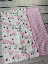 Load image into Gallery viewer, Baby Shower Gift Set / Baby Girl Burp Cloth Set / Pink Ladybug Gingham Burp Cloth Set
