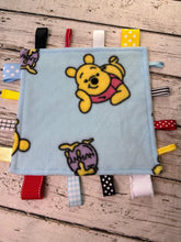 Load image into Gallery viewer, Baby Minky Tag Blanket Disney Winnie Pooh / Lovey / Baby Shower Gift / Baby Toy / Snuggle Blanket / Baby Christmas Gift
