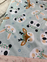 Load image into Gallery viewer, Baby Girl Minky Blanket / Blush Pink Mint Green Woodland Animals Baby Blanket / baby shower gift
