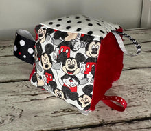 Load image into Gallery viewer, Baby Fabric Sensory Baby Block Mickey Mouse / baby shower gift / Disney baby / Baby Toy / Rattle / Crinkle Toy
