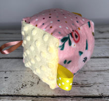Load image into Gallery viewer, Baby Girl Fabric Sensory Baby Block Boho Sunflower / Baby Girl Gift / Boho Baby / Baby Toy / Rattle / Crinkle Toy
