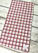 Load image into Gallery viewer, Baby Boy Bib Burp Cloth Set / Camping Outdoors Red Plaid / Baby Shower Gift Set
