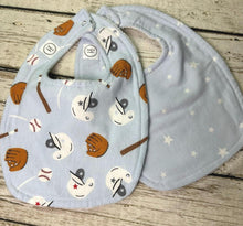 Load image into Gallery viewer, Baby Boy Bib Set of 2 / Baby Shower Gift Set / Baseball
