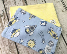 Load image into Gallery viewer, Baby Boy Burp Cloth Set of 2 Space / Space Nursery / Shower Gift Set
