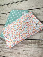 Load image into Gallery viewer, Baby Girl Burp Cloth Set of 2 / Pink Mint Green Floral / Shower Gift Set
